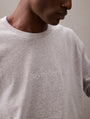 Calvin Klein MODERN TERRY Mens Sweatshirt Grey Heather close-up of logo detail on fabric