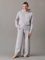 Calvin Klein ICON COTTON TERRY Mens Hoodie Grey shown in front view, paired with matching grey pants.