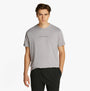 Calvin Klein 100% COTTON Mens Lounge T-Shirt Ash front view on model, showcasing crew neckline and short sleeves.