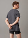 Calvin Klein LOGO COTTON Mens Crew Neck T Shirt Dark Grey Heather back view on male model
