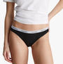 Calvin Klein MODERN LOGO 3 Pack Bikini Womens Black side view showing low rise waist and flat edge leg finish.