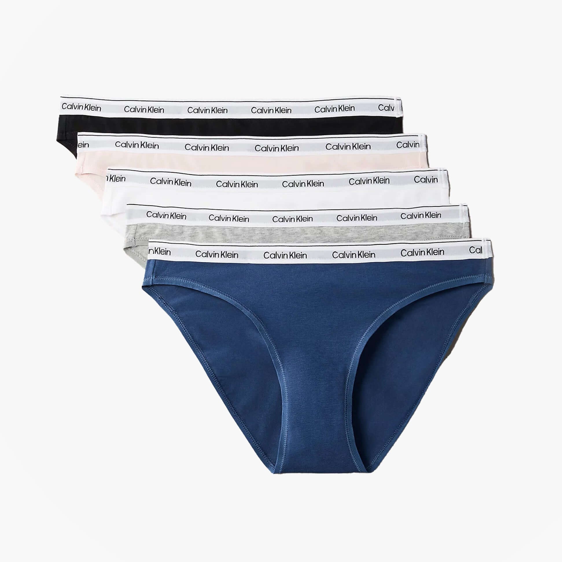 Calvin Klein BIKINI 5 PACK Womens Bikini Multicoloured side view showing five assorted bikini styles with logo bands.
