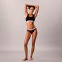 Calvin Klein THONG 5 PACK Womens Thong Multicoloured, model front view wearing brown thong and black bra on neutral background.