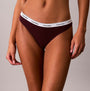 Calvin Klein THONG 5 PACK Womens Thong Multicoloured, side view showcasing burgundy thong with logo waistband.