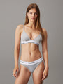 Calvin Klein MODERN COTTON Unlined Womens Triangle Bra Grey Heather, front view showcasing supportive elastic underband.