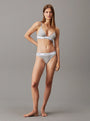 Calvin Klein MODERN COTTON Unlined Womens Triangle Bra Grey Heather front view worn with matching underwear.