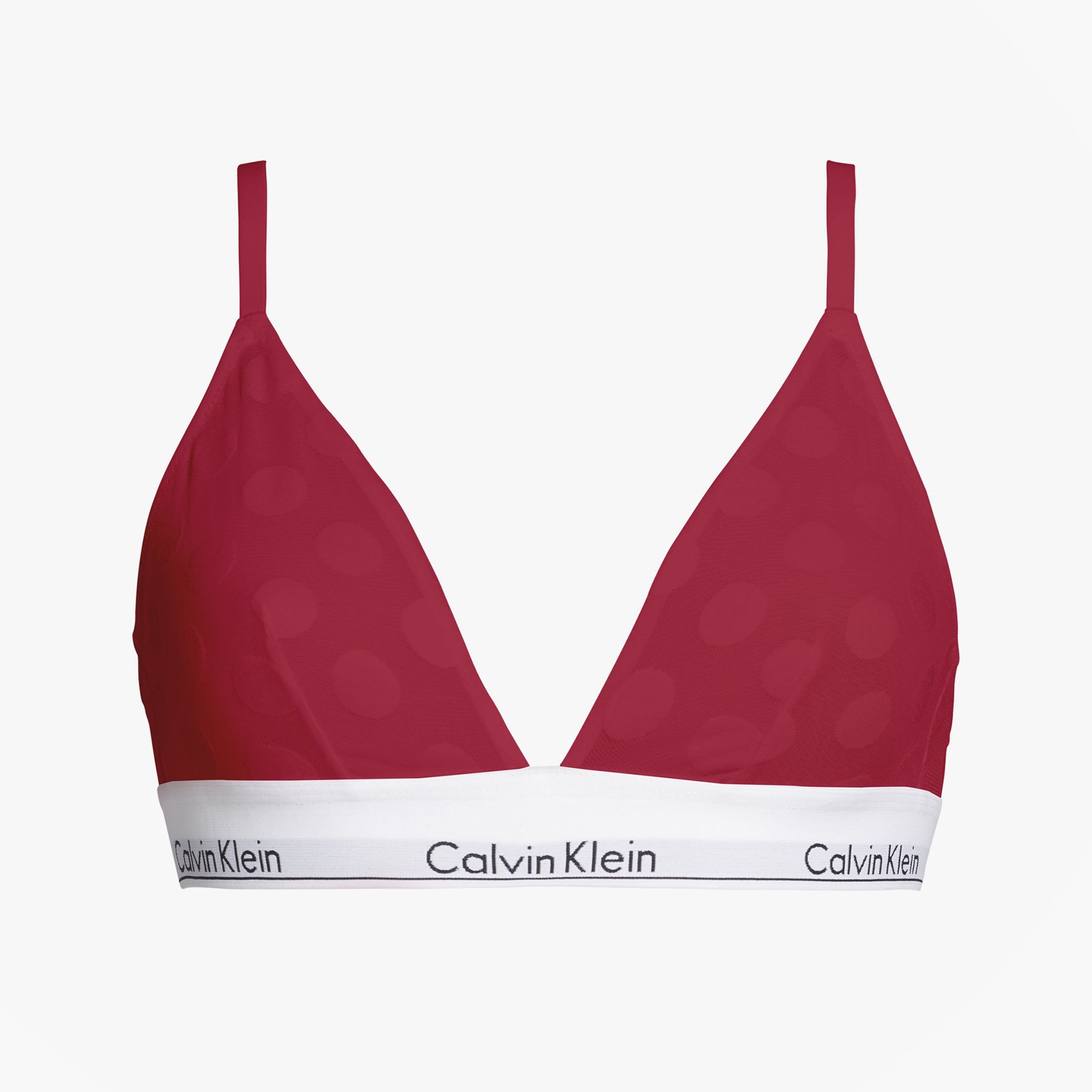 Calvin Klein UNLINED TRIANGLE XAT Womens Bra Rouge front view with a signature underband.