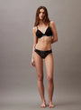 Calvin Klein MODERN LACE Lightly Lined Triangle Bra Womens Black worn by model in front view, showcasing detail and silhouette.
