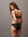 Calvin Klein MODERN LACE Lightly Lined Triangle Bra Womens Black back view with geometric lace detail and adjustable straps.