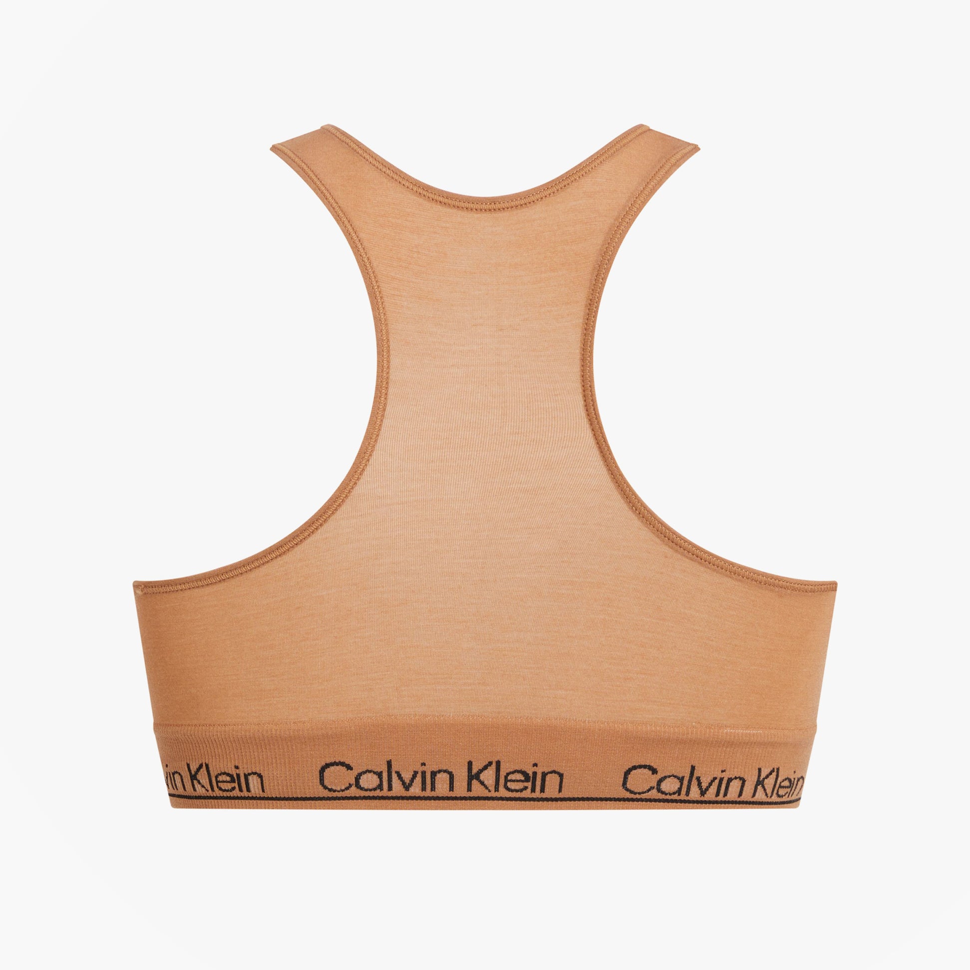 Calvin Klein Womens Bralette Sandalwood back view showcasing the soft texture and signature logo detailing.