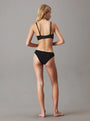 Calvin Klein UNLINED BRALETTE UB1 Womens Bra Black back view showcasing adjustable straps and semi sheer lace details.