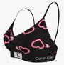 Calvin Klein UNLINED BRALETTE H1R Womens Bra Black side view featuring heart design and signature underband.