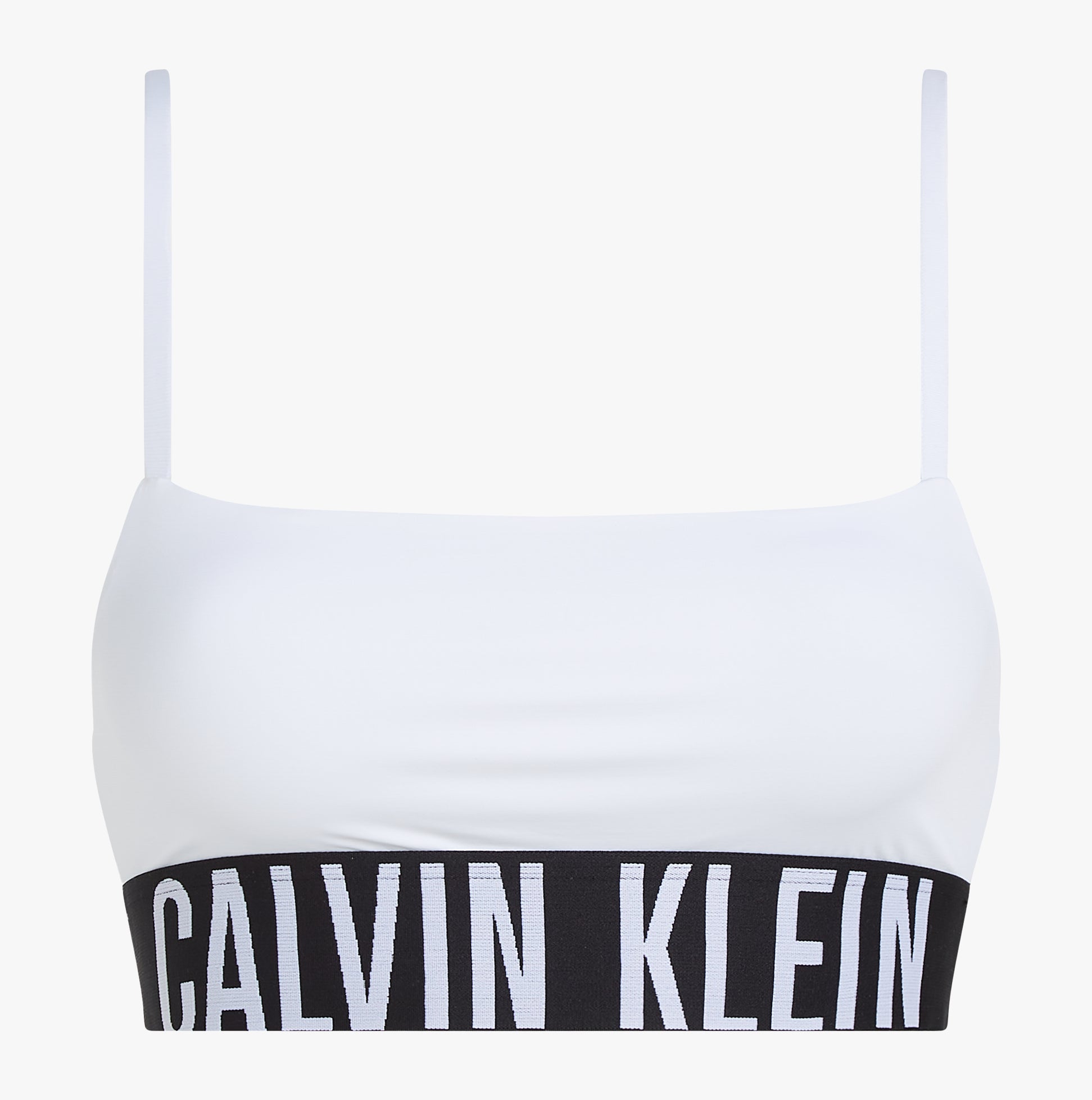 Calvin Klein INTENSE POWER Unlined Bralette Womens White front view featuring a sleek design and classic logo underband.