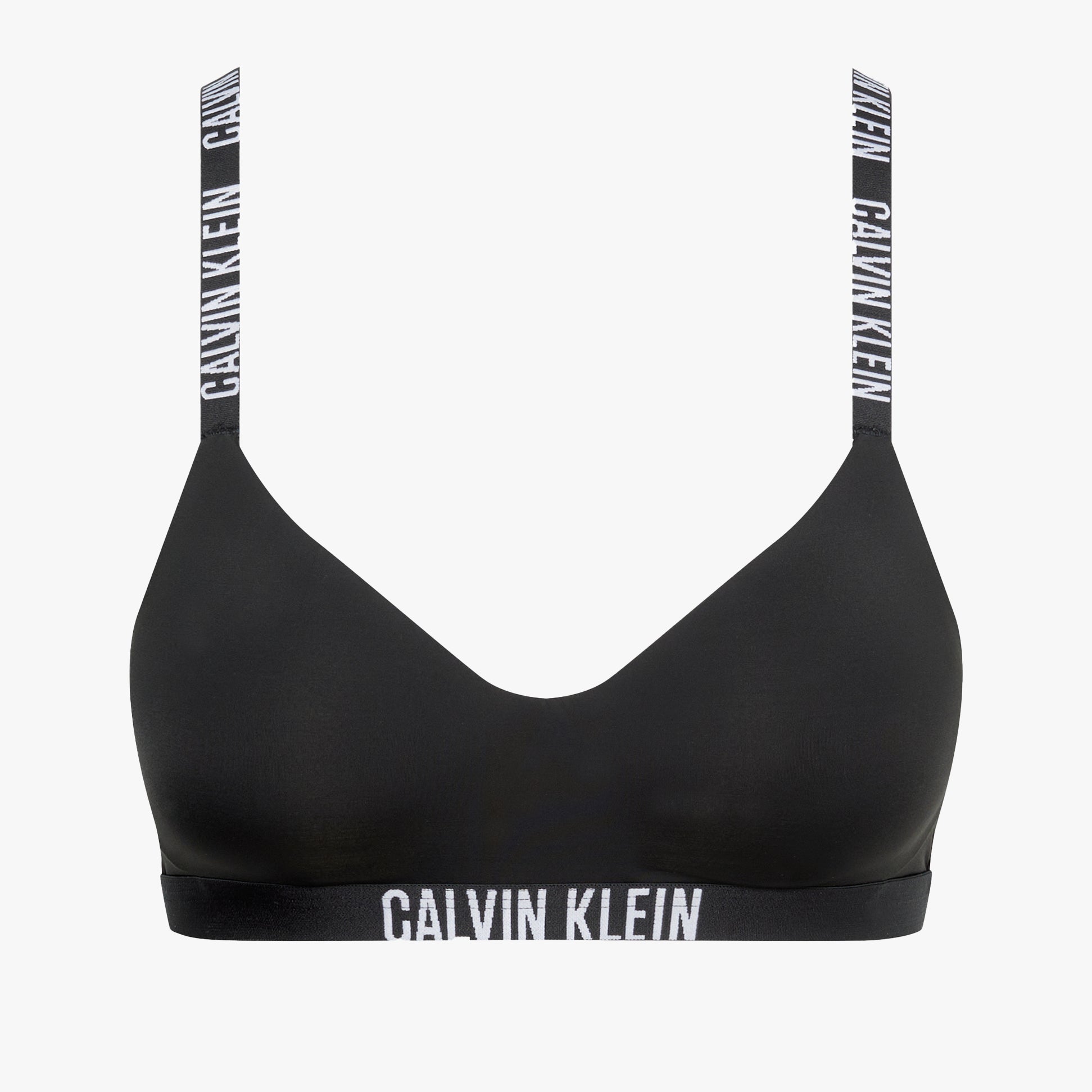 Calvin Klein INTENSE POWER Lined Bralette Womens Black front view showing soft moulded cups and adjustable straps.