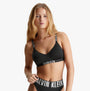 Calvin Klein INTENSE POWER Lined Bralette Womens Black front view featuring soft moulded cups and adjustable straps.