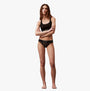 Calvin Klein LACE Unlined Bralette Womens Black front view featuring semi-sheer graphic lace and racerback design.