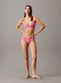 Calvin Klein MODERN COTTON VDAY Womens Triangle Bra Pink, front view model wearing matching briefs.