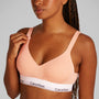 Calvin Klein ICON COTTON Womens Lift Bralette Melon Frenzy front view with soft moulded cups and adjustable straps.