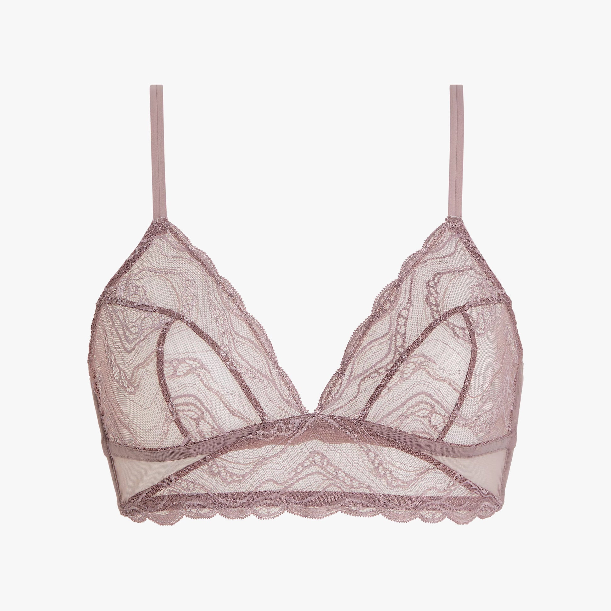 Calvin Klein CK INSTINCT Womens Unlined Triangle Vintage Pink front view with intricate lace design.