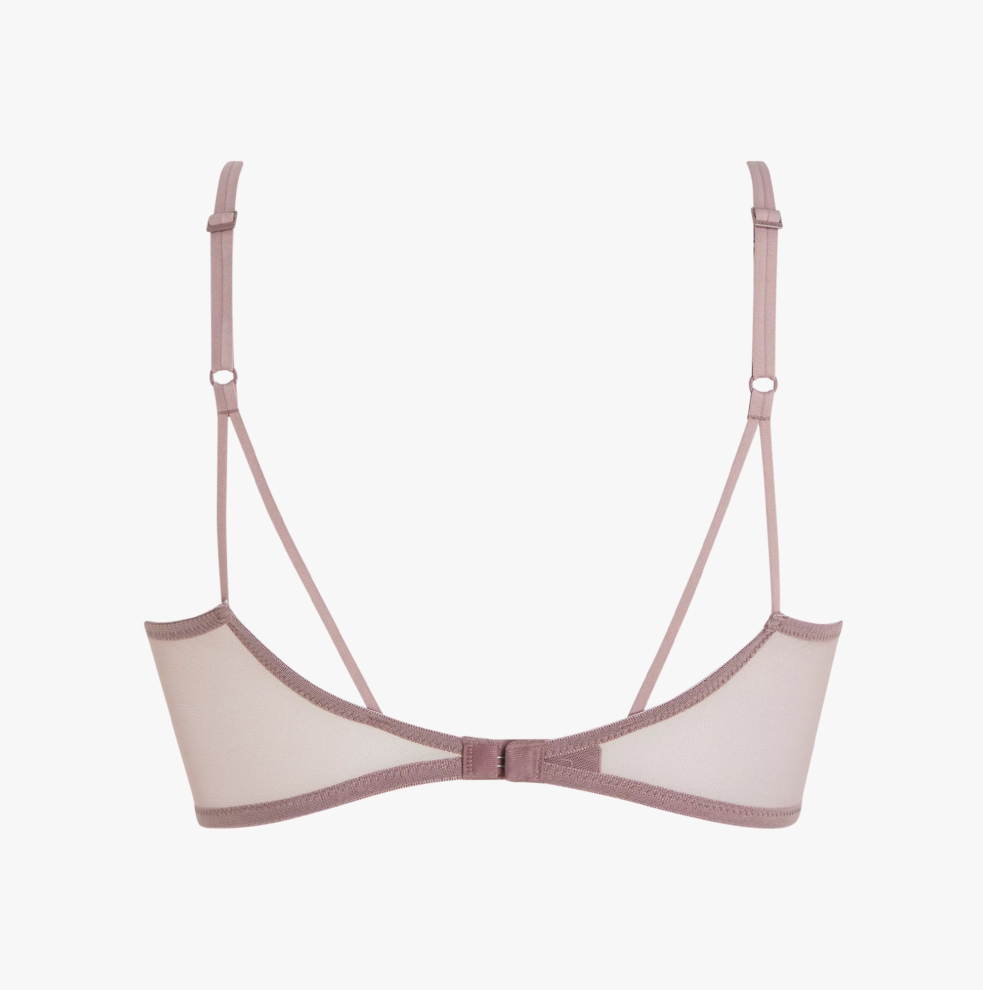 Calvin Klein CK INSTINCT Womens Unlined Triangle Vintage Pink bra back view with adjustable straps and soft material.