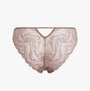 Calvin Klein CK INSTINCT Womens Bikinis Vintage Pink front view showcasing delicate lace design and scalloped edges.