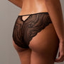 Calvin Klein CK INSTINCT Womens Bikinis Black, back view highlighting lace detail and scalloped edges.