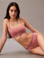 Calvin Klein TONAL LOGO COTTON Womens Bralette Red Grape W/ Apple Butter Logo side view model wearing bralette and matching underwear.