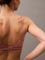 Calvin Klein TONAL LOGO COTTON Womens Triangle Bra Red Grape W/ Apple Butter Logo back view showcasing the bra design.