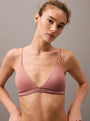 Calvin Klein TONAL LOGO COTTON Womens Triangle Bra Red Grape W/ Apple Butter Logo front view, showcasing the soft fabric and logo detail.