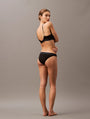 Calvin Klein TONAL LOGO COTTON Womens Bikinis Black, back view showcasing comfortable fit and stylish design.