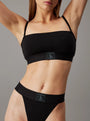 Calvin Klein CK ESTABLISHED Womens Unlined Bralette Black front view showcasing the bralette's design and fit.
