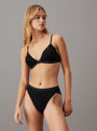 Calvin Klein ICON LACE Womens Tanga Black side view showcasing the elegant lace detailing and sporty fit.
