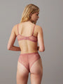 Calvin Klein ICON LACE Womens Tanga Red Grape back view showcasing delicate lace design and regular fit.
