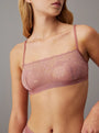 Calvin Klein MODERN LACE Womens Unlined Bralette Red Grape side view showcasing delicate lace design.