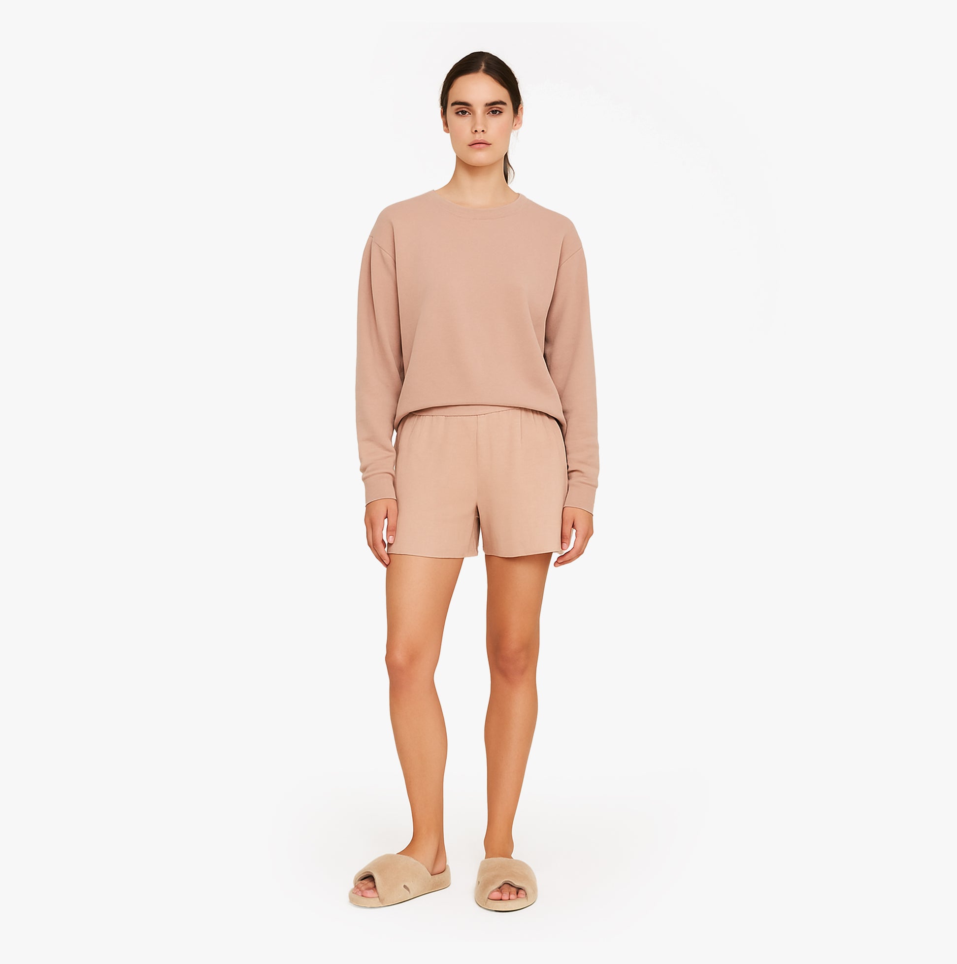 Calvin Klein WOVEN VISCOSE Sleep Shorts Womens Black front view with model showcasing style and fit.