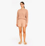 Calvin Klein WOVEN VISCOSE Sleep Shorts Womens Black front view with elasticated waistband and CK logo tab.