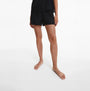 Calvin Klein WOVEN VISCOSE Sleep Short Womens Black front view showing elasticated waistband and slit pockets.