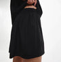 Calvin Klein WOVEN VISCOSE Sleep Short Womens Black side view showing elasticated waistband and flowy design.