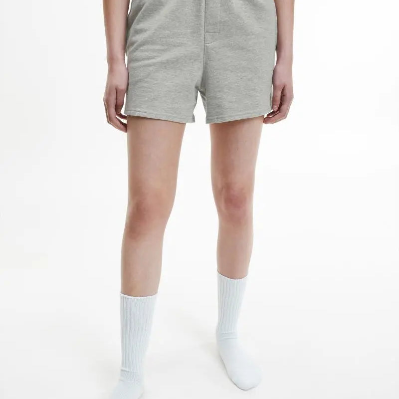 Calvin Klein MODERN COTTON Pyjama Shorts Womens Grey Heather front view showcasing comfort and style with signature CK waistband.