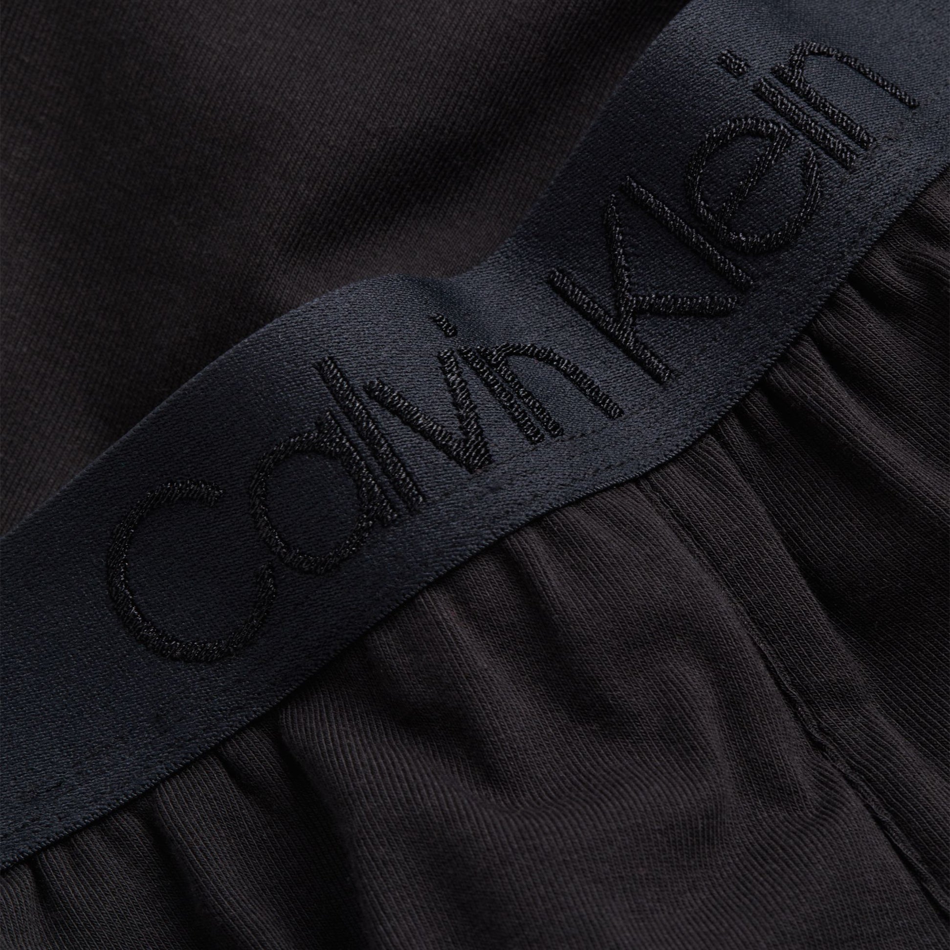 Calvin Klein INTRINSIC Womens Joggers Black detail view of waistband with logo embroidery.