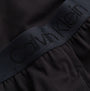 Calvin Klein INTRINSIC Womens Joggers Black detail view of waistband with logo embroidery.