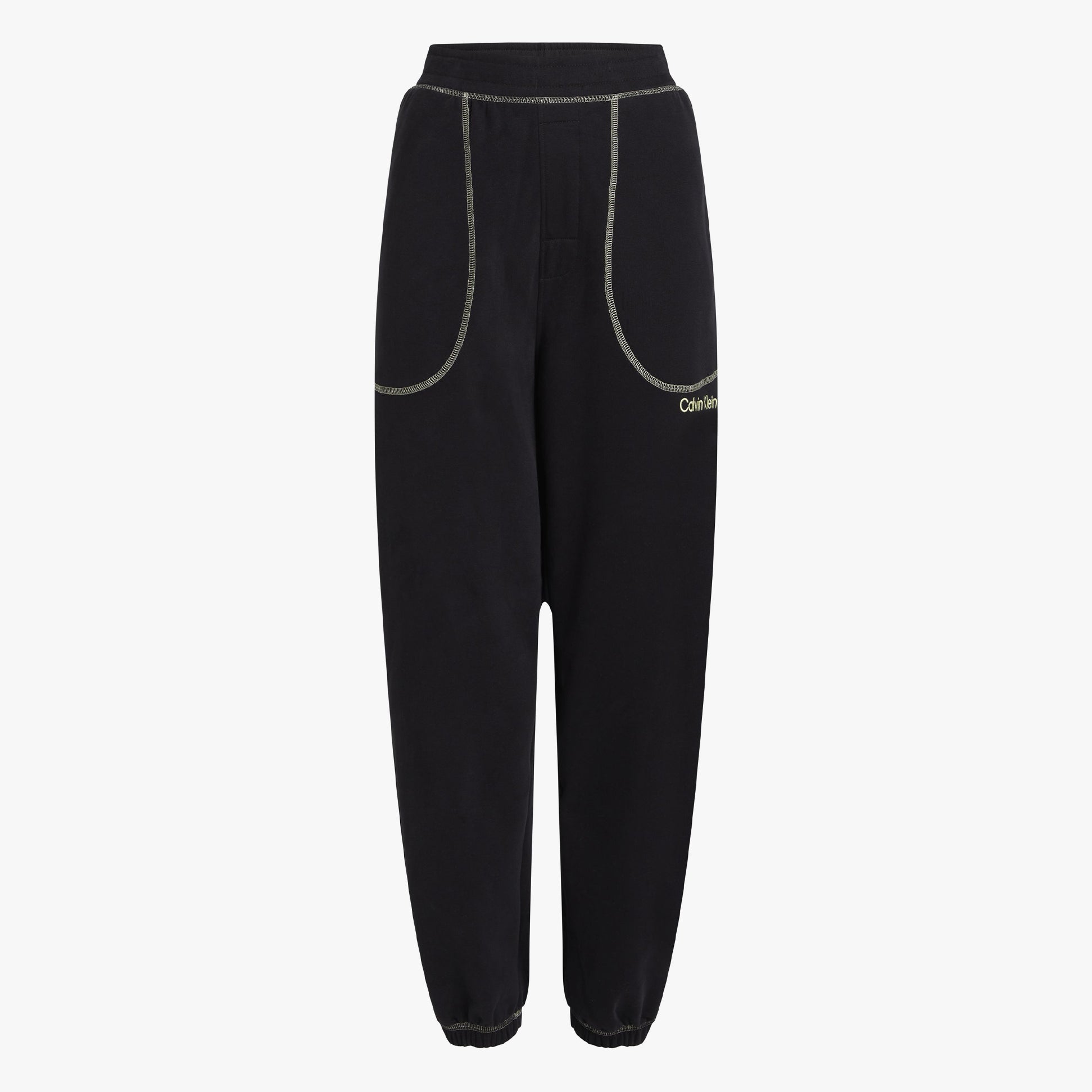 Calvin Klein FUTURE SHIFT Womens Joggers Black front view showcasing comfort material and elastic waistband.