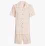 Calvin Klein S/S SHORT SET FRN Womens Pyjamas Chambray Stripe/Ash Rose front view showing short-sleeve top and shorts.
