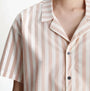 Calvin Klein S/S SHORT SET FRN Womens Pyjamas Chambray Stripe/Ash Rose detail view of short-sleeve top with stripes