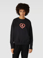 Calvin Klein CK96 Womens Lounge Sweatshirt Black front view with pink logo heart design.