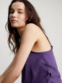 Calvin Klein PURE SHEEN Cami and Shorts Pyjama Set Womens Purple Plumeria side view of cami top on model
