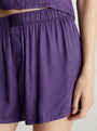 Calvin Klein PURE SHEEN Cami and Shorts Pyjama Set Womens Purple Plumeria close-up view of shorts with elasticated waist