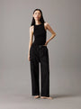 Calvin Klein CK ESTABLISHED Womens Pyjama Pants Black front view, showcasing comfort and style in 100% cotton.