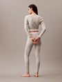Calvin Klein MODERN RIB Womens Long-Sleeve Crop Top Crew Grey Heather back view, showcasing soft fit and stylish design.