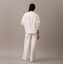 Calvin Klein COTTON POPLIN Womens Pyjama Pants White rear view showcasing the soft cotton fabric and relaxed fit.